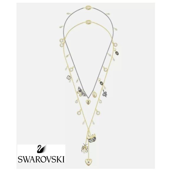 Swarovski Butterfly & Cross Long/ Double Layer Necklace - Picture 2 of 9